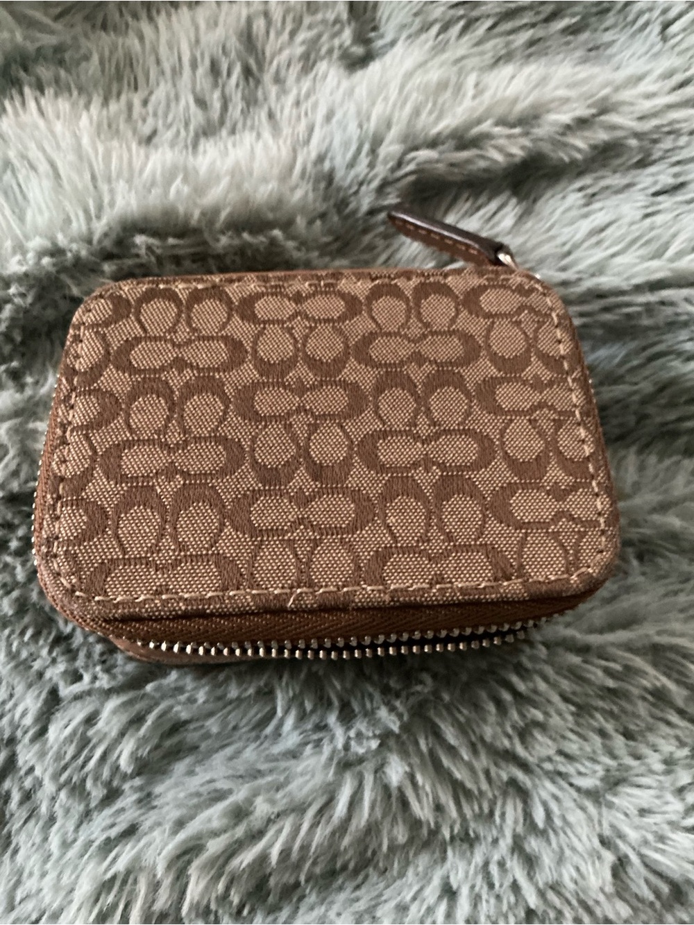 Coach Brown Signature Zip Medicine pill case. Free shipping